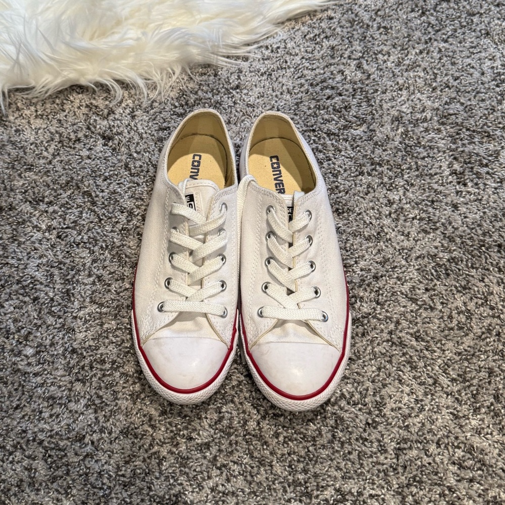 Converse White and Red Low-Top Sneakers